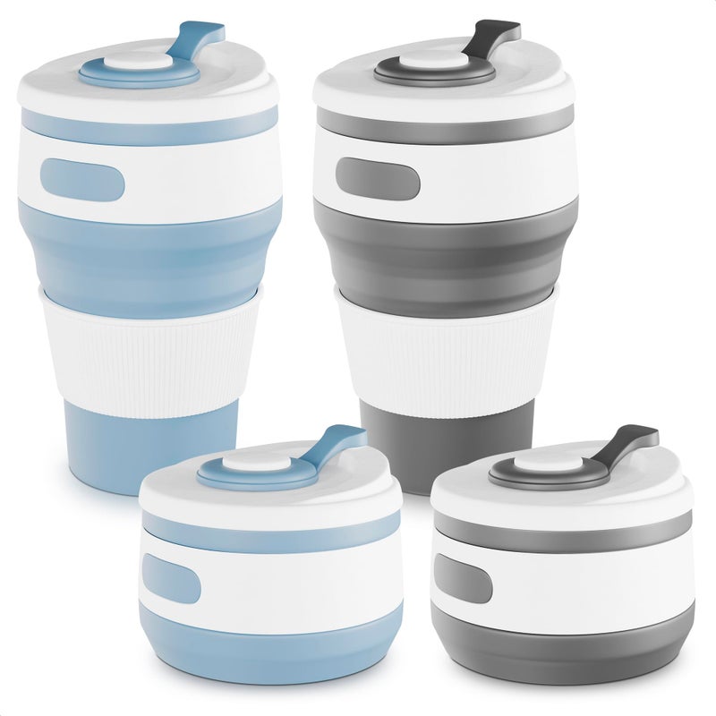 Tesorrio 2-Pack ?ollapsible Cups for Traveling Reusable - 12oz Leakproof Coffee Travel Mug  Silicone  Foldable & Portable for Hiking  Camping  Office | Lightweight Collapsible Coffee Cups for Outdoor Use - Image 1